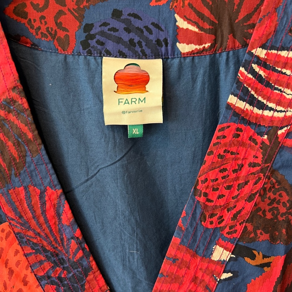 Farm Rio Bold Tropical Print V-Neck Maxi Dress - Red & Blue - Picture 3 of 12
